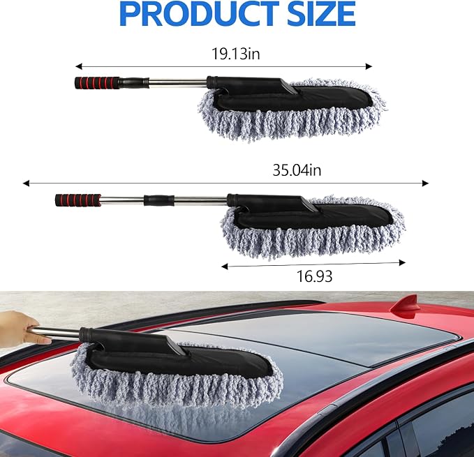 Wuyaoyao 2PCS Car Duster Set, Soft Microfiber Car Duster Interior Exterior - Image 2