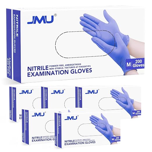 JMU Nitrile Gloves Case Medium, Gloves Disposable Latex Free Bulk, 3.5 Mil by JMU