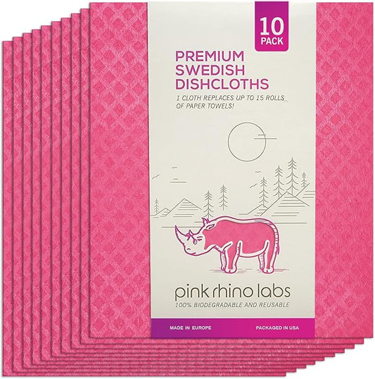Swedish Dishcloths – Eco-Friendly Reusable Kitchen Towels – 10 Pack Cleaning by PinkRhinoLabs