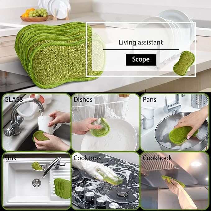 Multi-Purpose Scrub Sponges for Kitchen by SmilePowo Non-Scratch Microfiber - Image 4