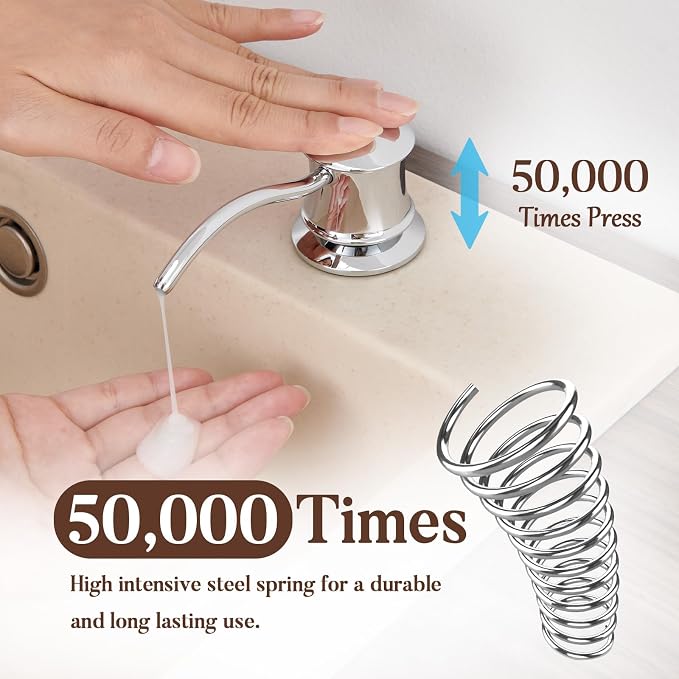 Built in Soap Dispenser for Kitchen Sink Countertop, Solid Brass Pump Head Long - Image 5