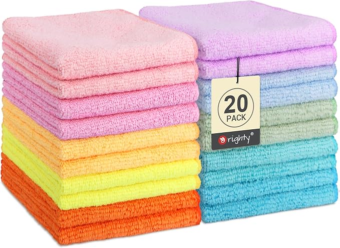 Orighty Washcloths, 20 Pack Microfiber Face Towels, Highly Absorbent and Soft by AllRightinOrighty