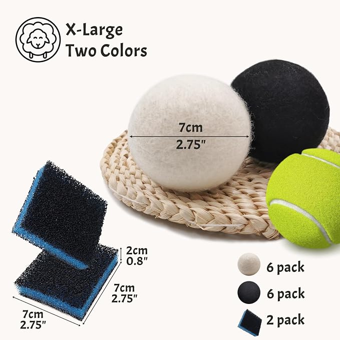 Daily Treasures 2.75"Wool Dryer Balls 12 Pack-Organic Wool Laundry Balls - Image 4