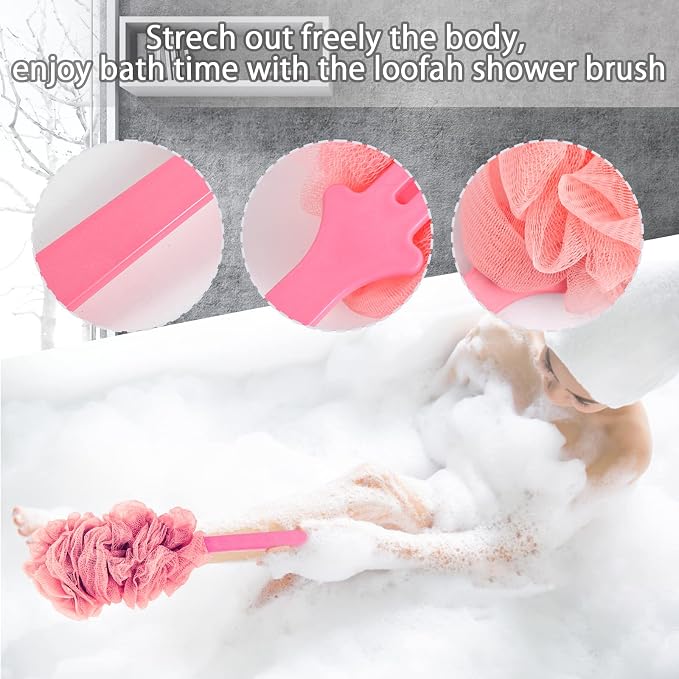 2Pack Back Scrubber for Shower, Loofah Sponge Brush Exfoliating Body, Long - Image 4