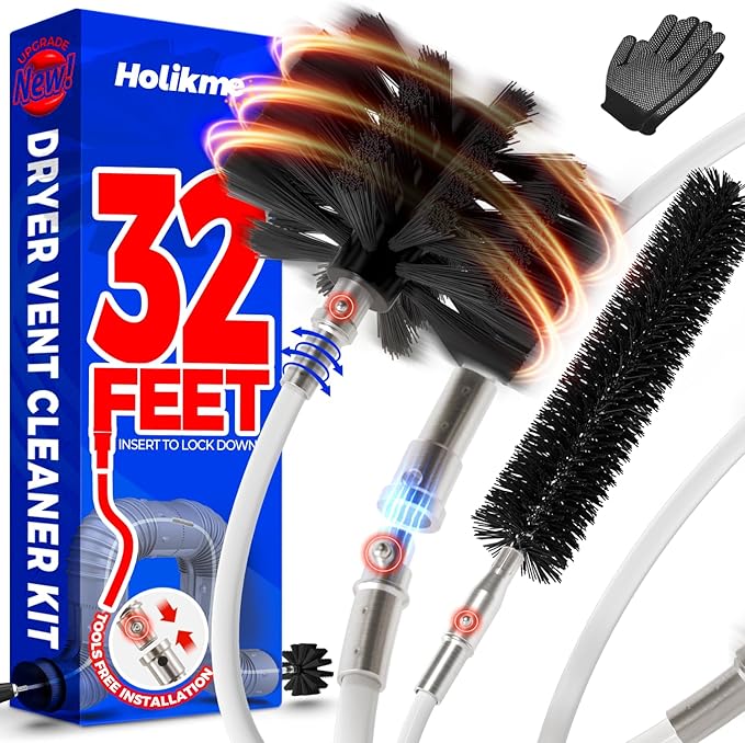 Holikme 32 Feet Dryer Vent Cleaner Kit, Upgrade Flexible Lint Brush by Holikme