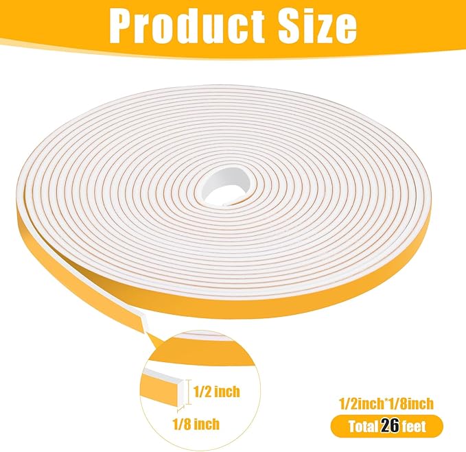 26Feet Weather Stripping Seal for Door Window, High Density Foam Tape, - Image 2