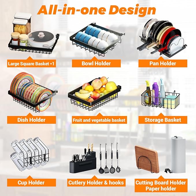 Over Sink Dish Drying Rack Snap-On Design Large Dish Drainer Storage Counter - Image 6