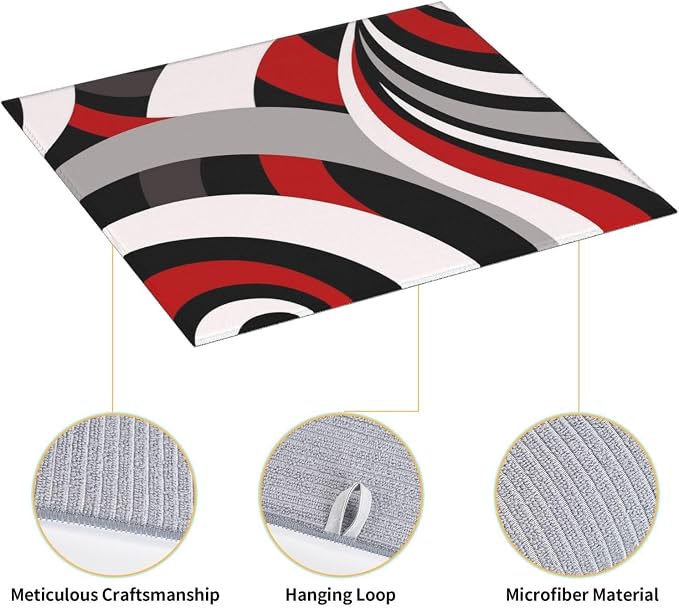 Red Black White and Grey Swirl Microfiber Dish Drying Mats, Absorbent Modern - Image 6