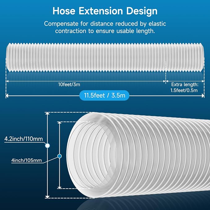 Hon&Guan 4" x 10' Dust Collection Hose, Flexible Clear Odorless PVC Dust - Image 5