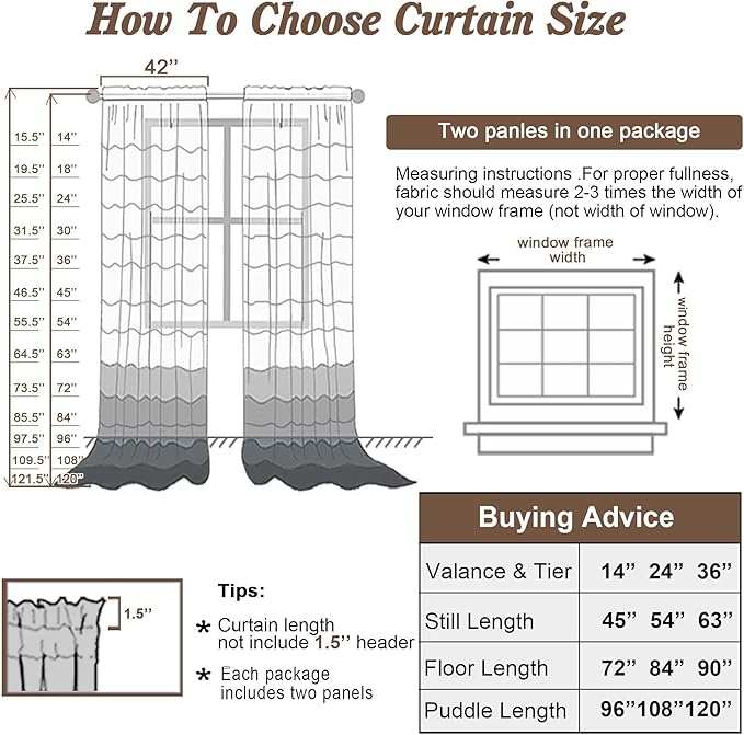 Chyhomenyc Chocolate Brown Sheer Curtains 78 Inches Long 2 Panels Set - Image 3