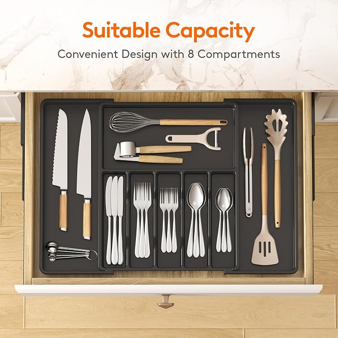 Lifewit Silverware Drawer Organizer, Expandable from 15.4 to 27 inches - Image 3
