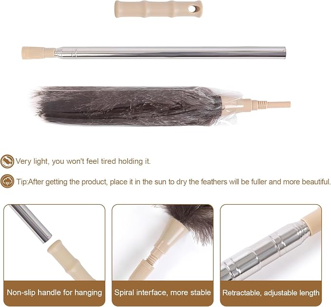 Extendable 81.9 Inch Ostrich Feather Duster - Image 5