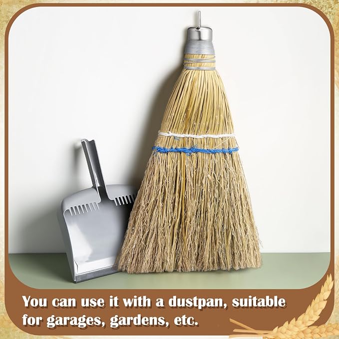 Suclain 1 Pcs 12 Inch Whisk Broom Hand Held Mini Corn Straw Whisk Broom Short - Image 6