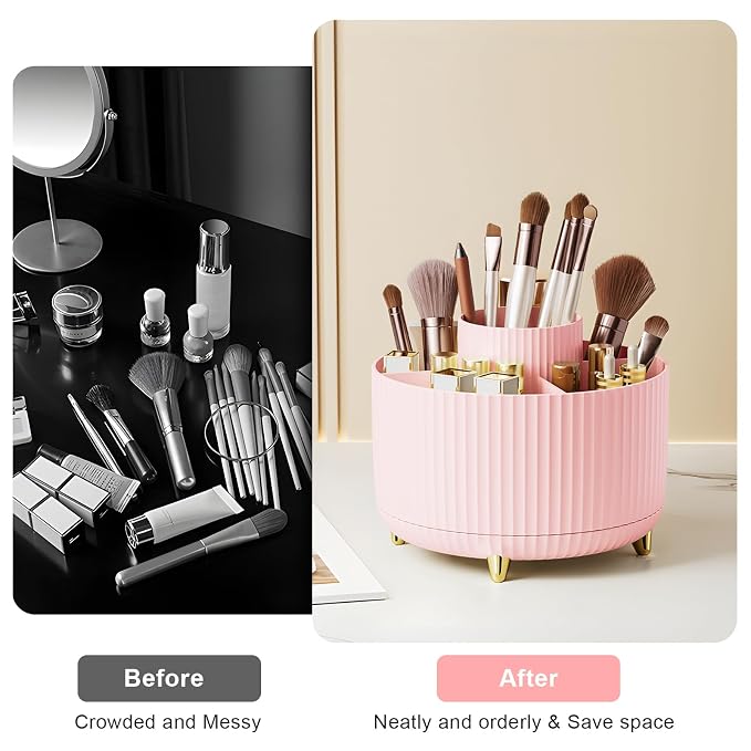 Diesisa Makeup Brush Holder Organizer, 360° Rotating Makeup Brush Organizer - Image 5