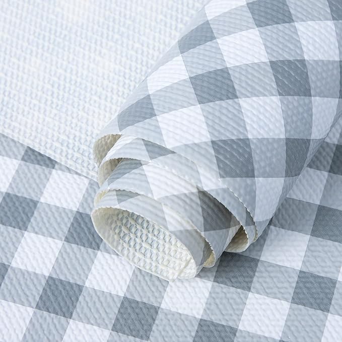 RAY STAR 12X120 Inch Shelf Liner for Kitchen Cabinets, Non-Adhesive Cabinet Liner Washable, PVC Drawer Liner for Dresser Non-Slip Bathroom (Plaid)(1 Roll)