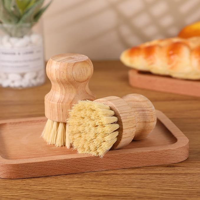 Nuenen 100 Packs Bamboo Dish Scrub Brushes Wooden Scrubbers Set Kitchen - Image 2