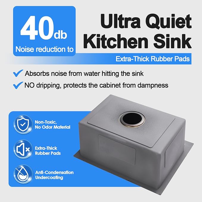 20x16 Inch Drop in Kitchen Sink, 304 Black Stainless Steel Sink, R10 Tight - Image 3