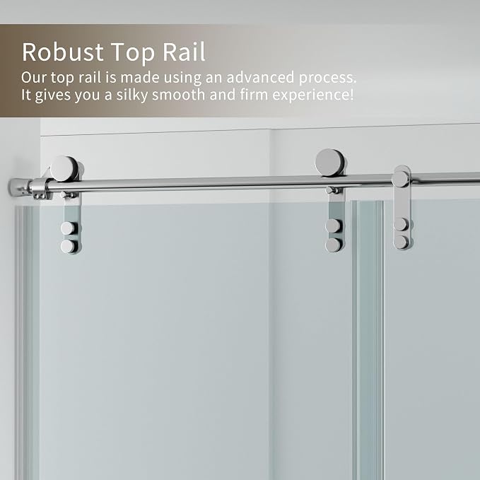 56-60" W x 76" H Frameless Shower Door, Sliding Shower Door - Image 2