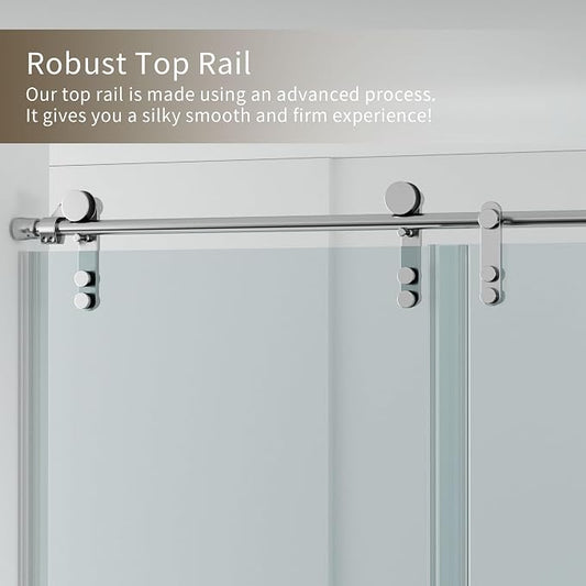 56-60" W x 76" H Frameless Shower Door, Sliding Shower Door - Image 2