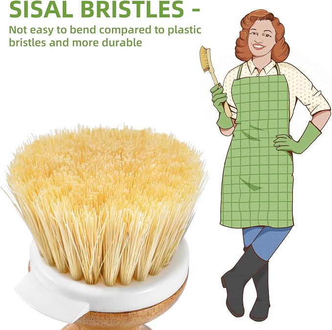 SUBEKYU Dish Brush, Bamboo Dish Scrubber Brush Set - Image 3