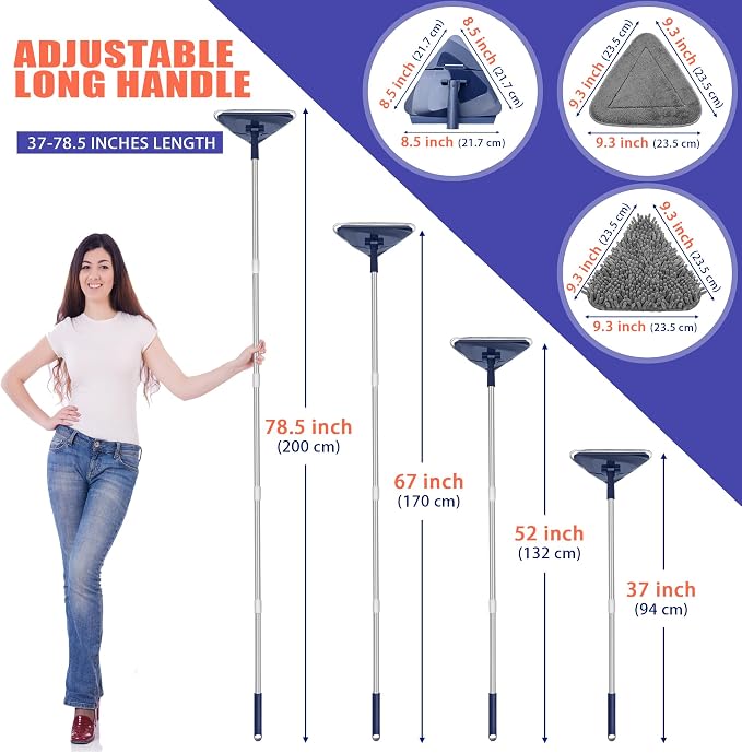 JEHONN Wall Cleaner Mop with Long Handle 82 Inches, 3-in-1 Ceiling Cleaning - Image 3