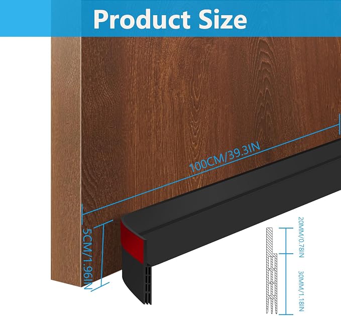 Ainiv 2 Pack Door Draft Stopper Under Door Seal, Adhesive Under Door Sweep - Image 3
