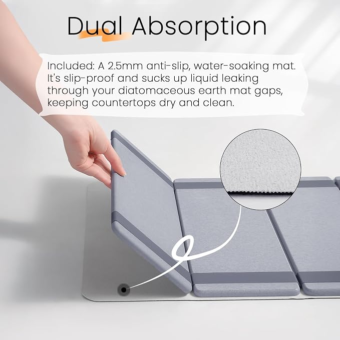 Foldable Stone Dish Drying Mat for Kitchen Counter, Double-Layer Absorbent - Image 5