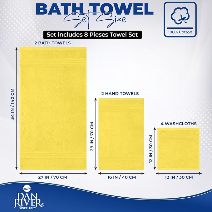 DAN River 8 PC Luxury Bath Towels - Image 2