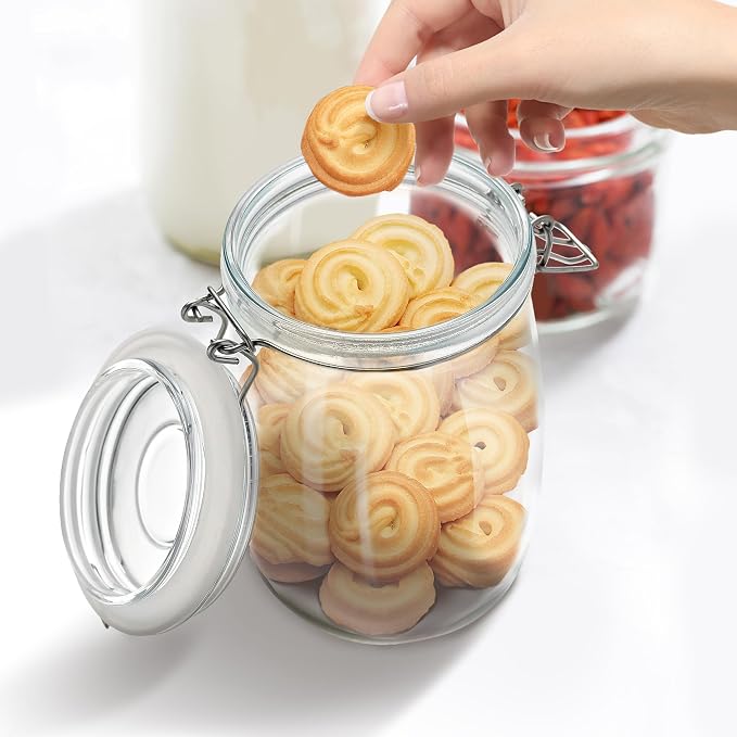 Glass Food Storage Jars with Airtight Lids 25 oz Round 4 Pack Kitchen Storage - Image 2