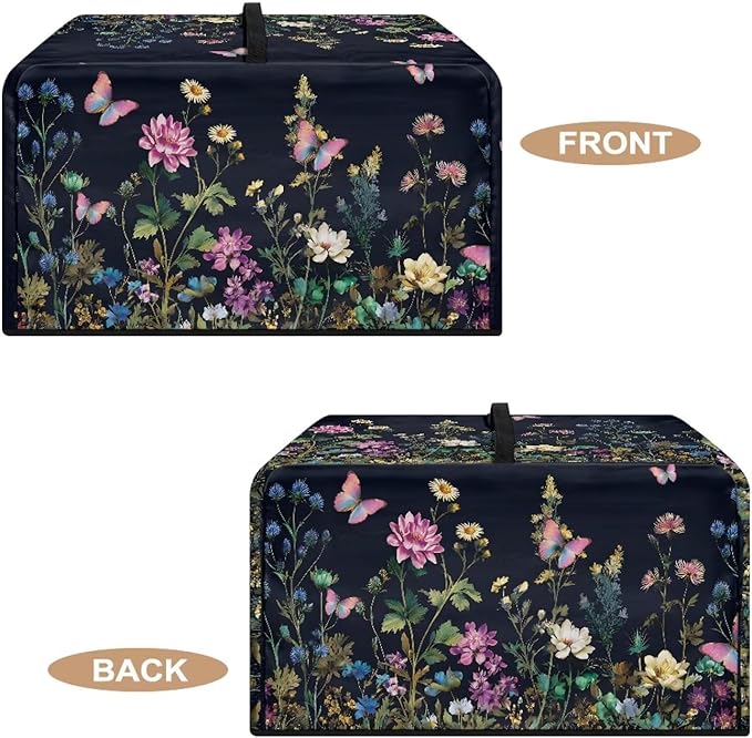 Microwave Dust Cover, Floral Heat-Resistant Waterproof Polyester Fabric Microwave Oven Dust Cover Case Dustproof Protections Protector for Microwaves Ovens