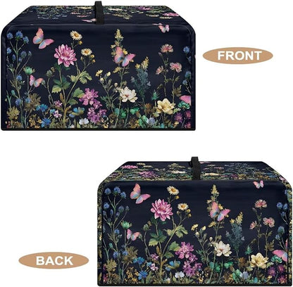 Microwave Dust Cover, Floral Heat-Resistant Waterproof Polyester Fabric Microwave Oven Dust Cover Case Dustproof Protections Protector for Microwaves Ovens