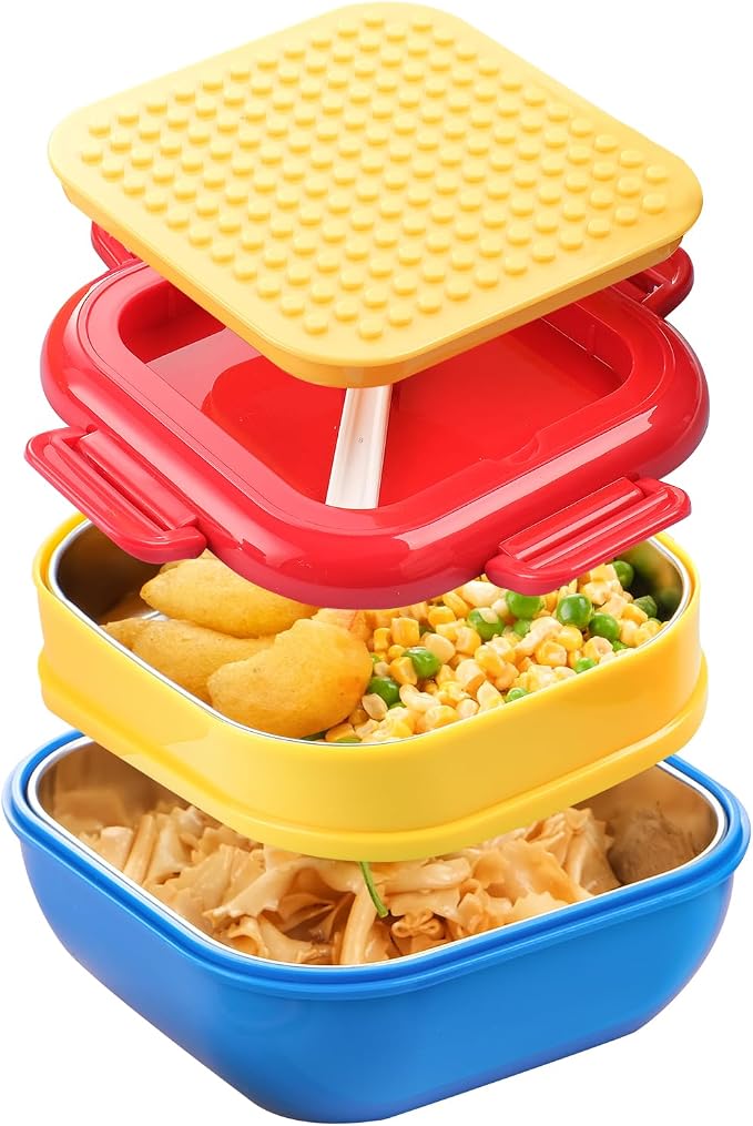 Lunch Box for Kids- Stainless Steel, Microwave Safe DIY Double Layer Leak-Proof by Unknown