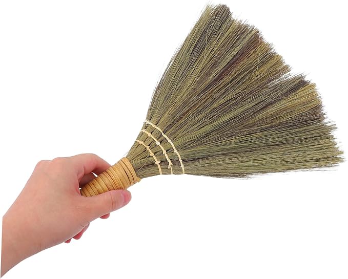 Cabilock Handmade Soft Bristle Broom Set 2pcs Detachable Natural Grass Dust - Image 4