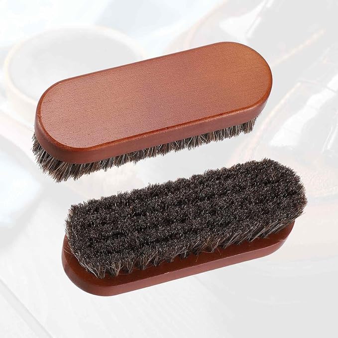 HARFINGTON Shoe Cleaning Brush 5"x2" Beech Wood Horsehair Boot Polish Brushes - Image 3