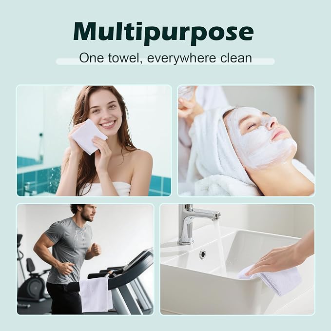 White Washcloths 100 Pack, Highly Absorbent & Quick Drying Face Towels - Image 5