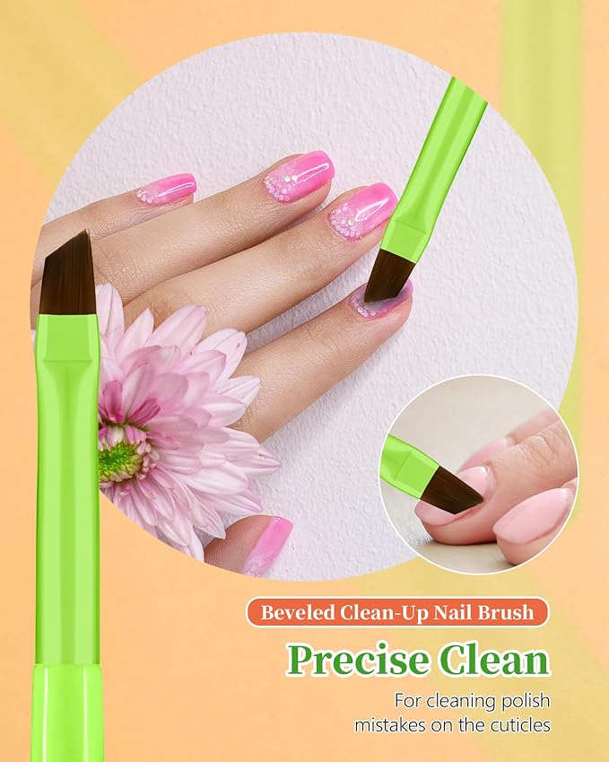 3PCS Nail Polish Clean Up Brush, Round&Falt&Angled Acetone Resistant Nail Brush - Image 5