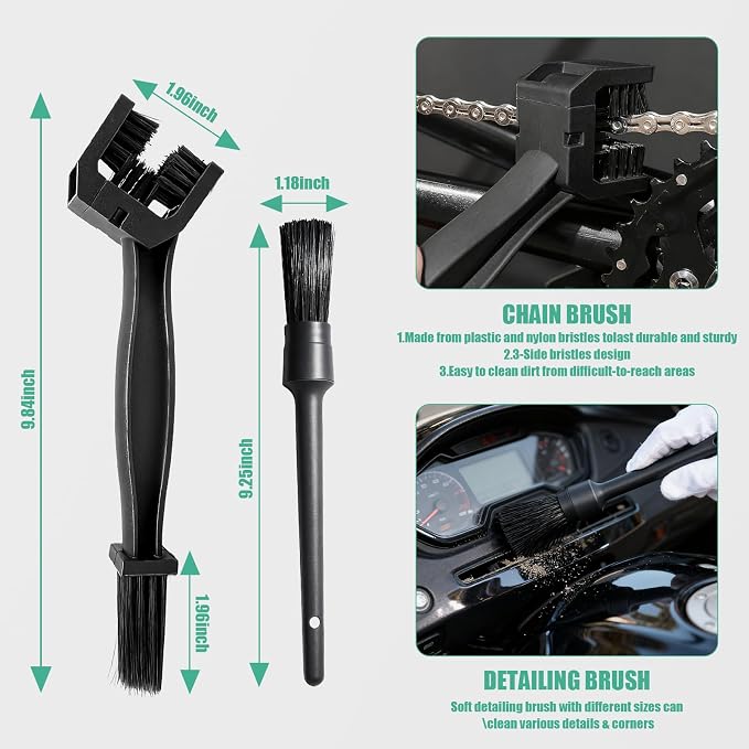 13PCS Motorcycle Cleaning Kit, Motorcycle Detailing Kit Overall Cleaner Tools - Image 7