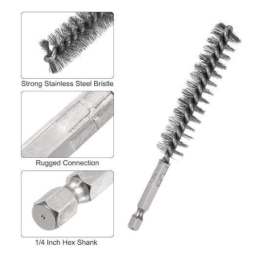 HARFINGTON 5Pcs Bore Brush Stainless Steel 16mm Dia Cleaning Twisted Wire Brush - Image 4