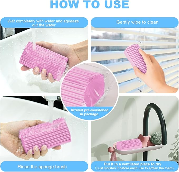 2-Pack Damp Clean Duster Sponge, Magic Sponge Eraser Baseboard Cleaner Tool - Image 7