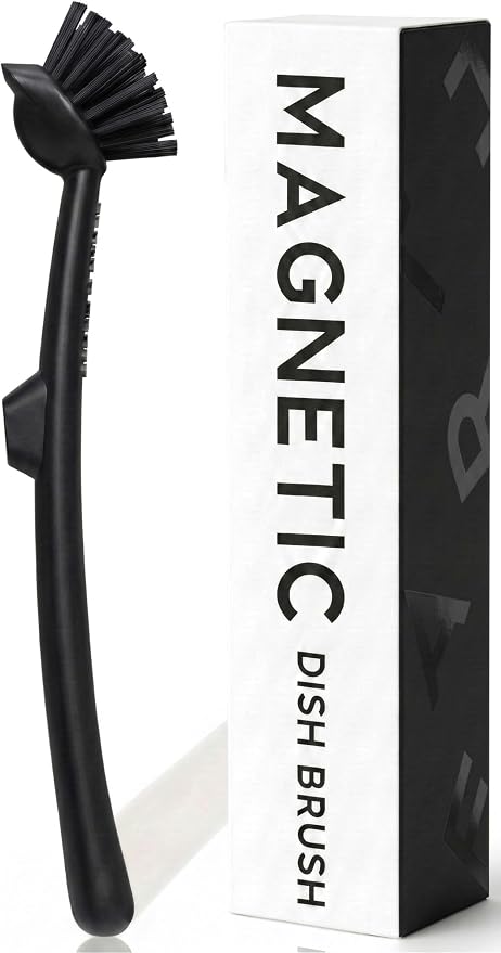 Earth & Mango Magnetic Dish Brush & Scraper, Snaps to Sink, Non-Scratch by Earth+%26+Mango