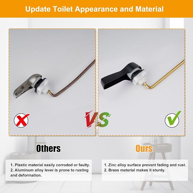 Hibbent Universal Metal Front Mount Toilet Handle Replacement Kit, Brass Toilet - Image 6