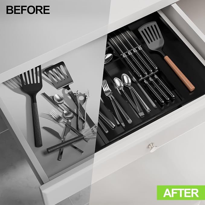 Bamboo Kitchen Drawer Organizer, Expandable Utensil Organizer - Image 6