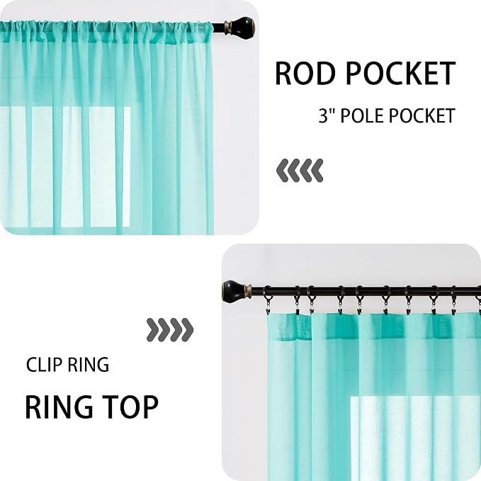 Tollpiz Sheer Door Curtains Closet Linen Textured Curtains Sheer Doorway Light - Image 5