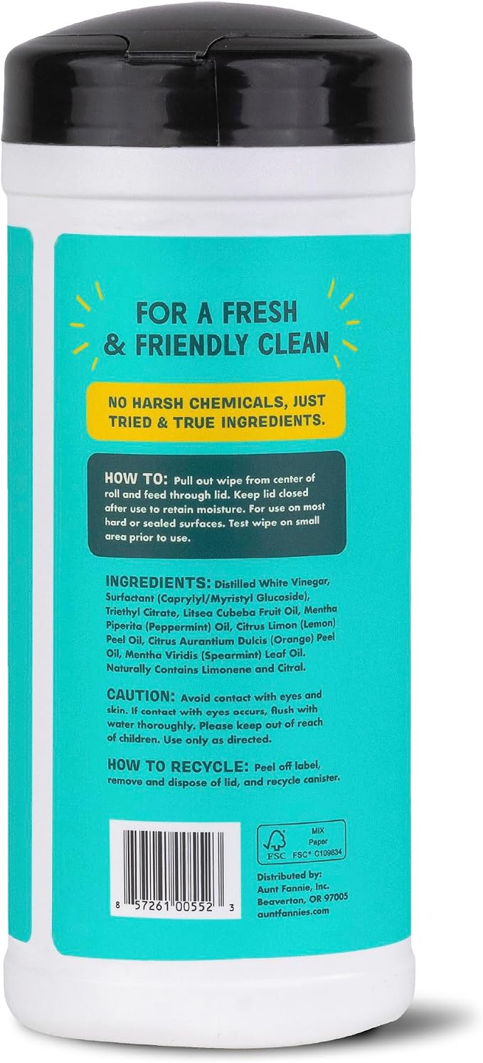 Aunt Fannie's Natural Cleaning Vinegar Wipes, Bright Lemon Scent - Image 7