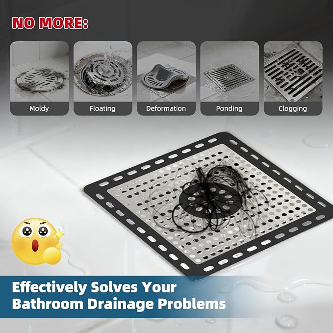 Hibbent 2 Pack Upgraded Shower Drain Hair Catcher, Shower Drain Cover - Image 3
