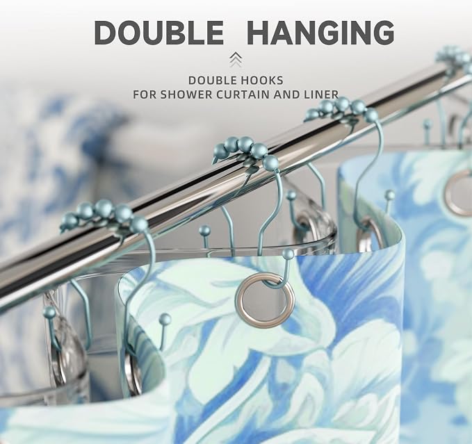 Shower Curtain Hooks, Shower Curtain Rings Rust Proof Double Hook Shower - Image 6