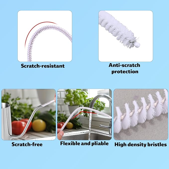 4pcs Straw Cleaner Brushes for Stanley, 12.6in Extra Long 3 Sizes Full Bristles - Image 4