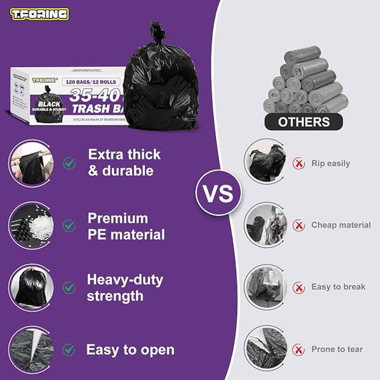 35-40 Gallon Black Trash Bags 120 Count - Image 2