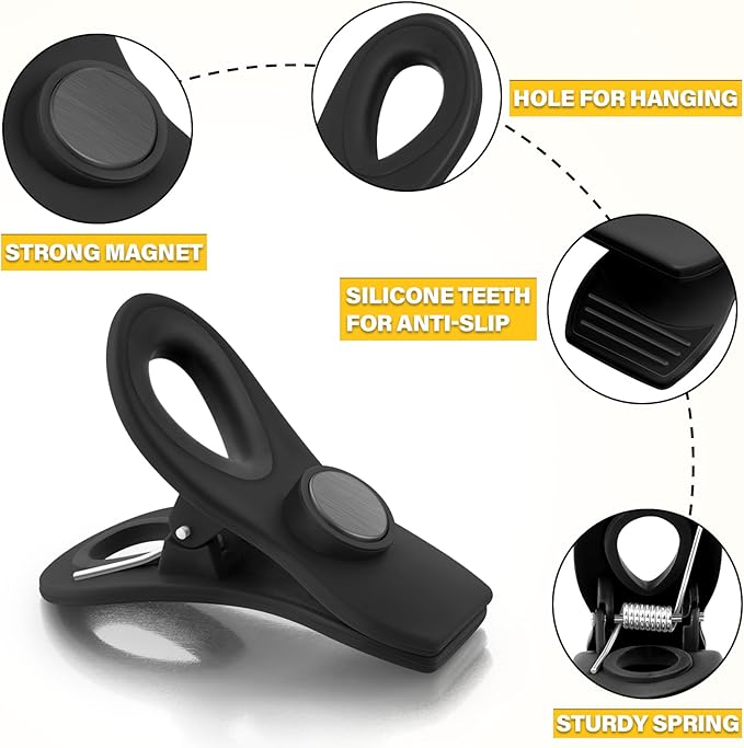 Magnetic Chip Clips, 10 Pack Plastic Bag Clips - Image 6