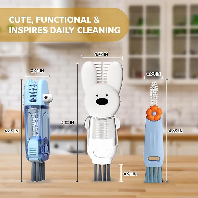 Cup Lid Cleaning Brush, 3 in 1 Cup Cleaner Brush New Multifunctional Lid - Image 3